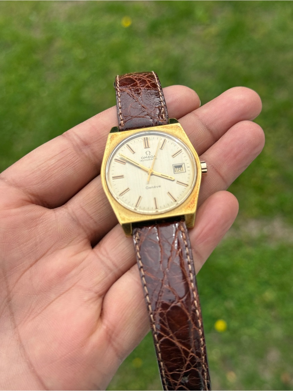 Omega Geneve Vintage Automatic Caliber 1481 Men's Watch brown leather strap - Picture 8 of 12